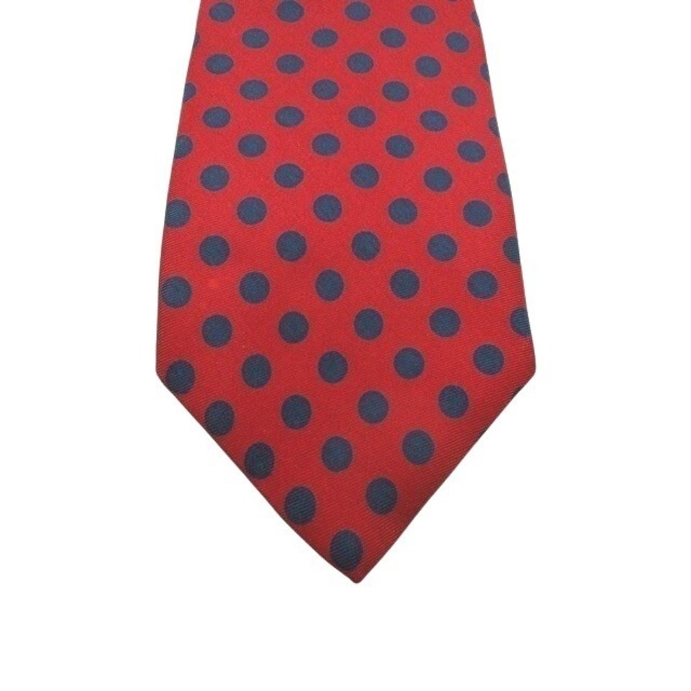 Vintage Bert Pulitzer Dillards Mens Silk Tie Red Navy Blue Polka Dot USA 3 1/2"
